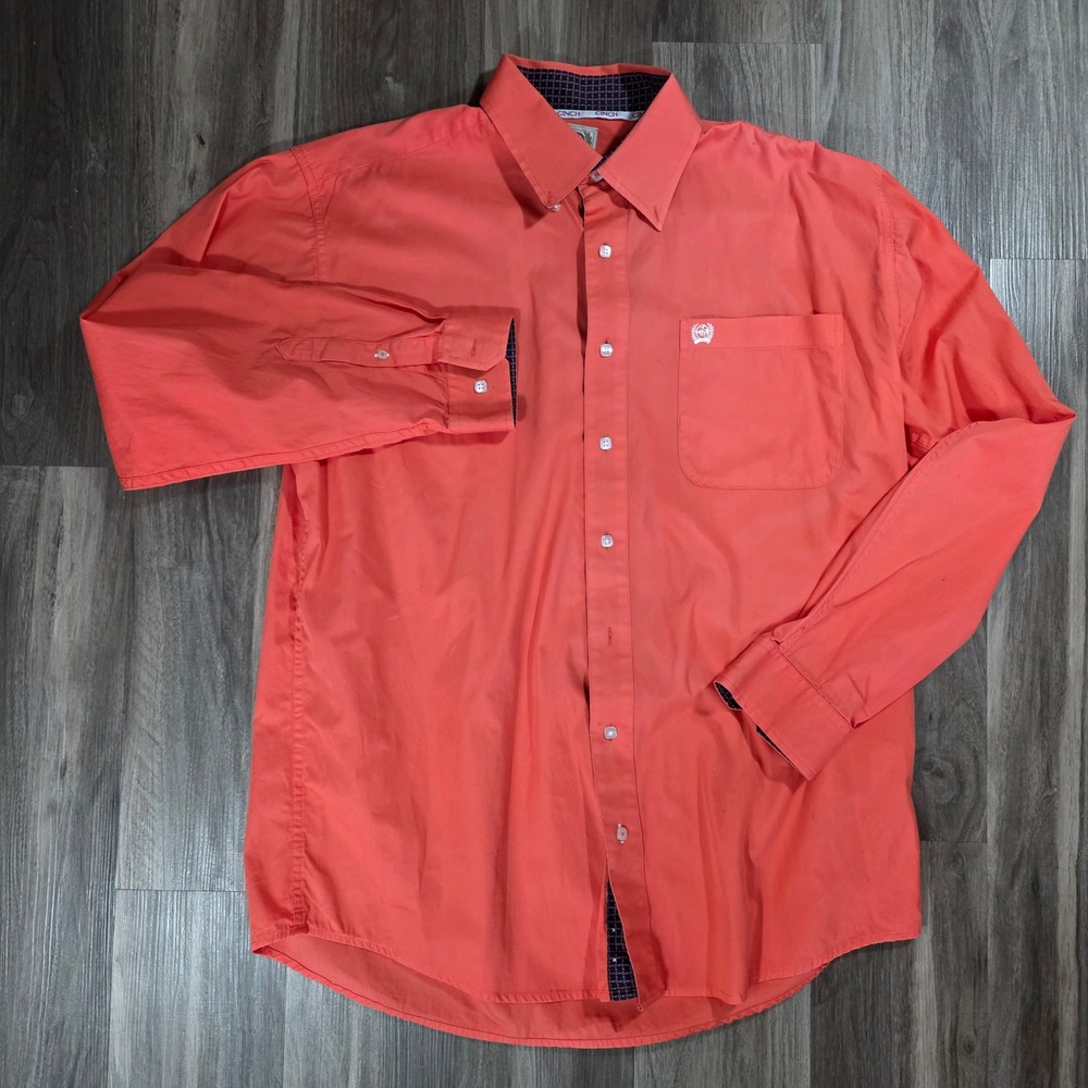 Cinch Men's Coral Long-Sleeve Button-Down Shirt